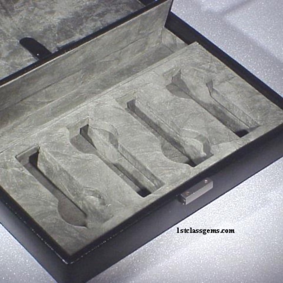 FINAL SALE PRICE Wolf Designs Black Leather 8 Pc. Watch Box w/Grey Interior - Picture 4 of 5